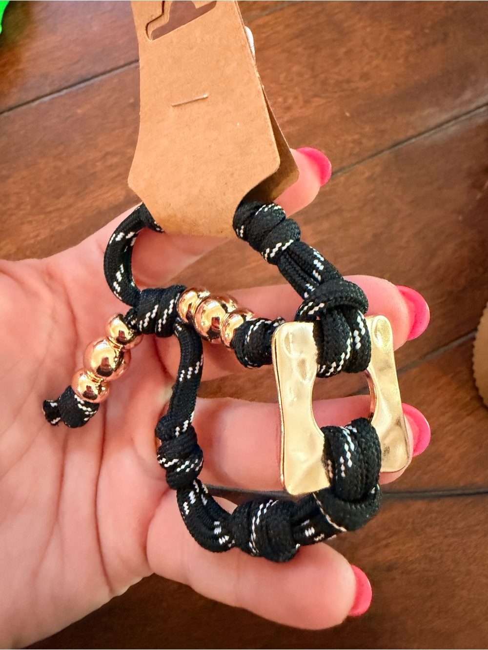 Urban Outfitters Black Rope Bracelet with Gold Accents